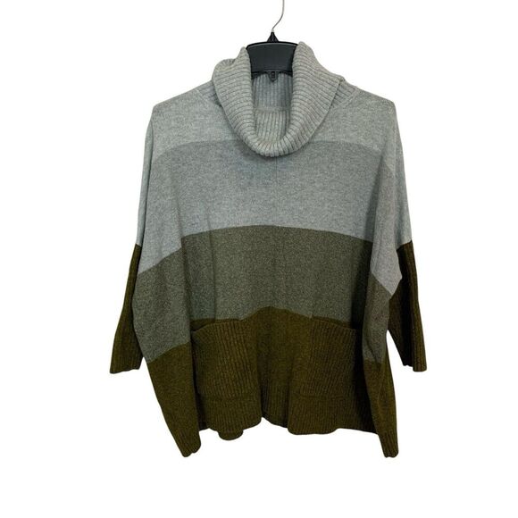 Ann Taylor LOFT Womens Size Med Cowl Neck Sweater Multicolor 3/4 Sleeves Pockets - Picture 1 of 6